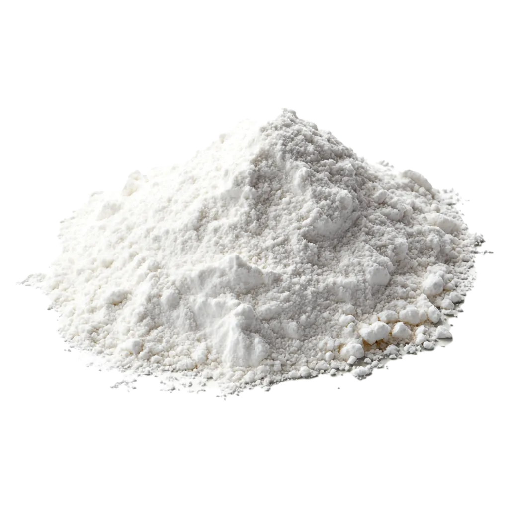 Ein Haufen feines weißes Pulver auf schwarzem Hintergrund.