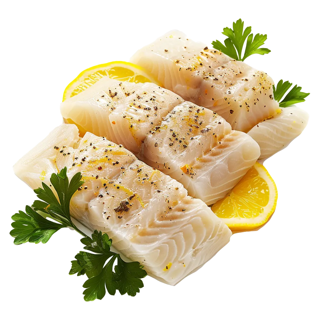 Fischfilets mit Zitrone und Petersilie.