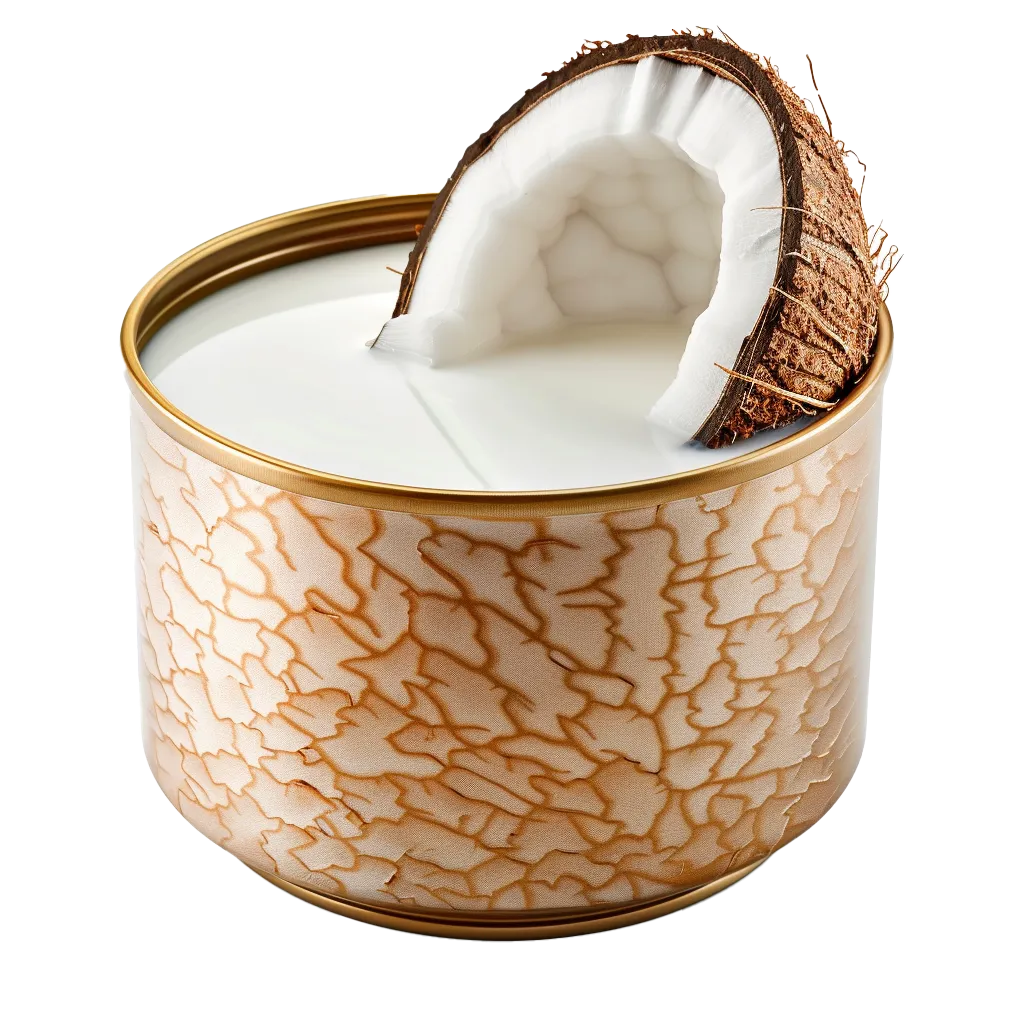 Kokosnuss in einer stilvollen Kerze mit Milch.