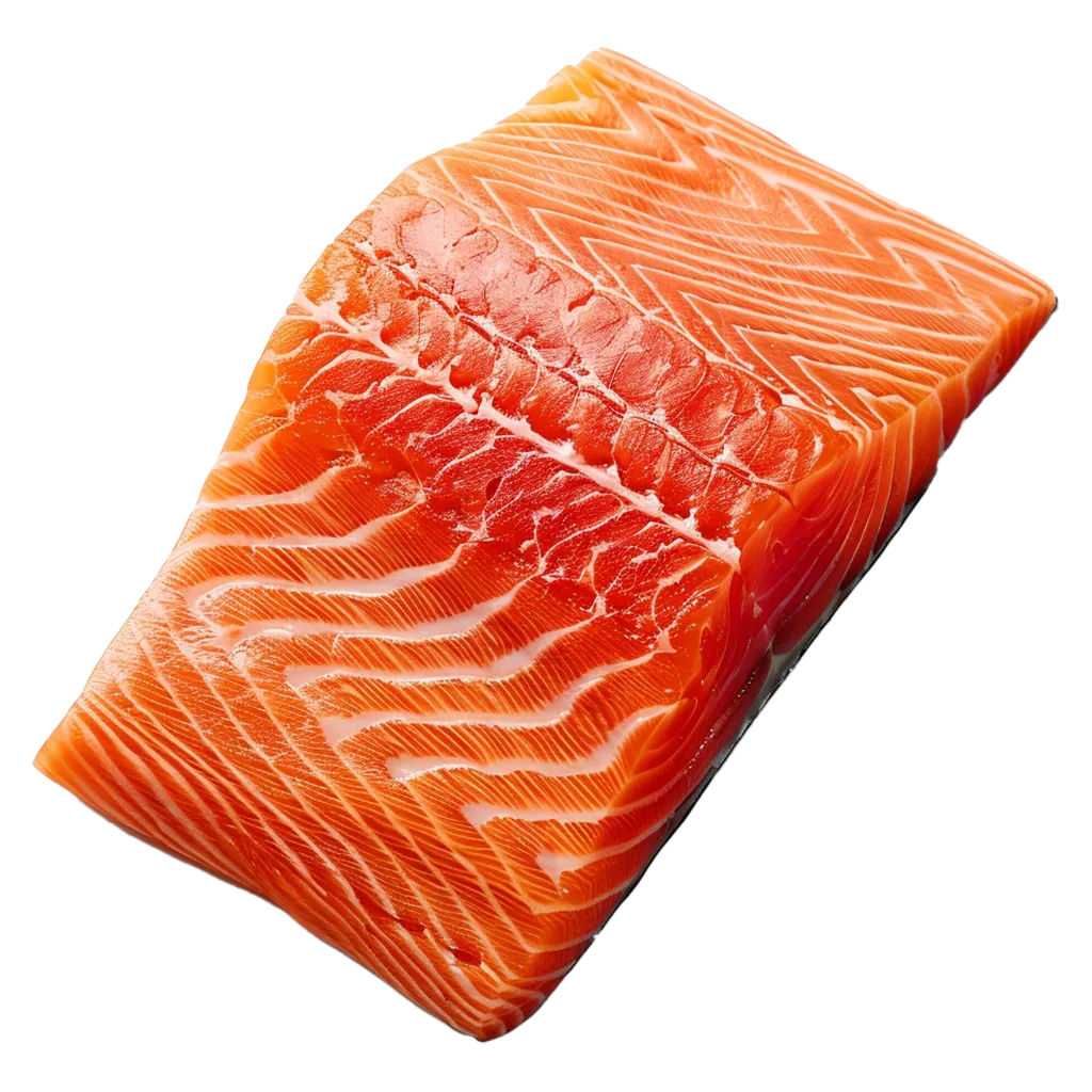 Frisches Lachsfilet mit roten und weißen Schichten.