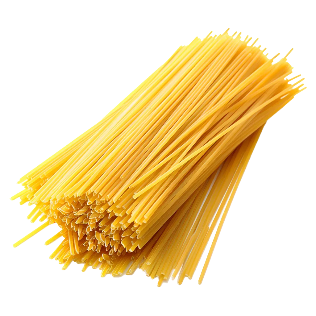 Ein Bündel trockener Spaghetti auf schwarzem Hintergrund.