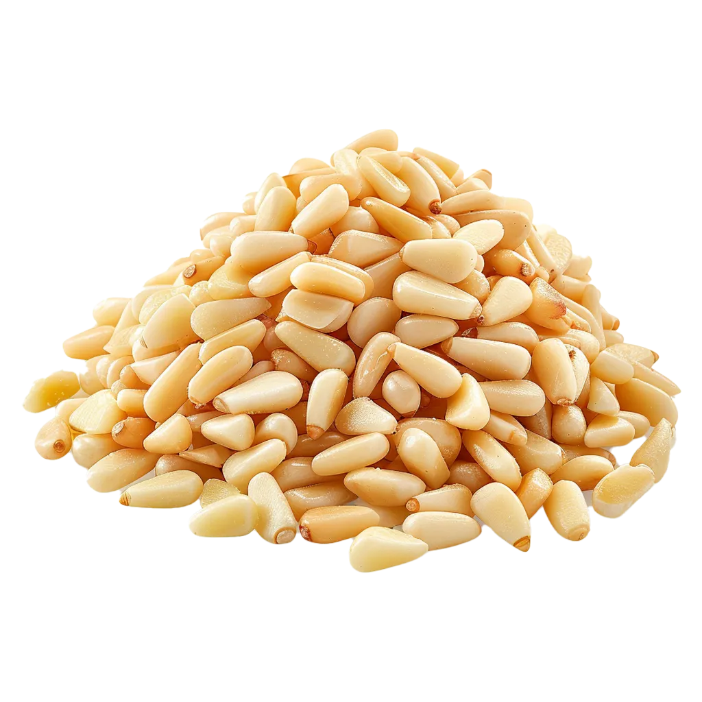 Haufen von geschälten Pinienkernen