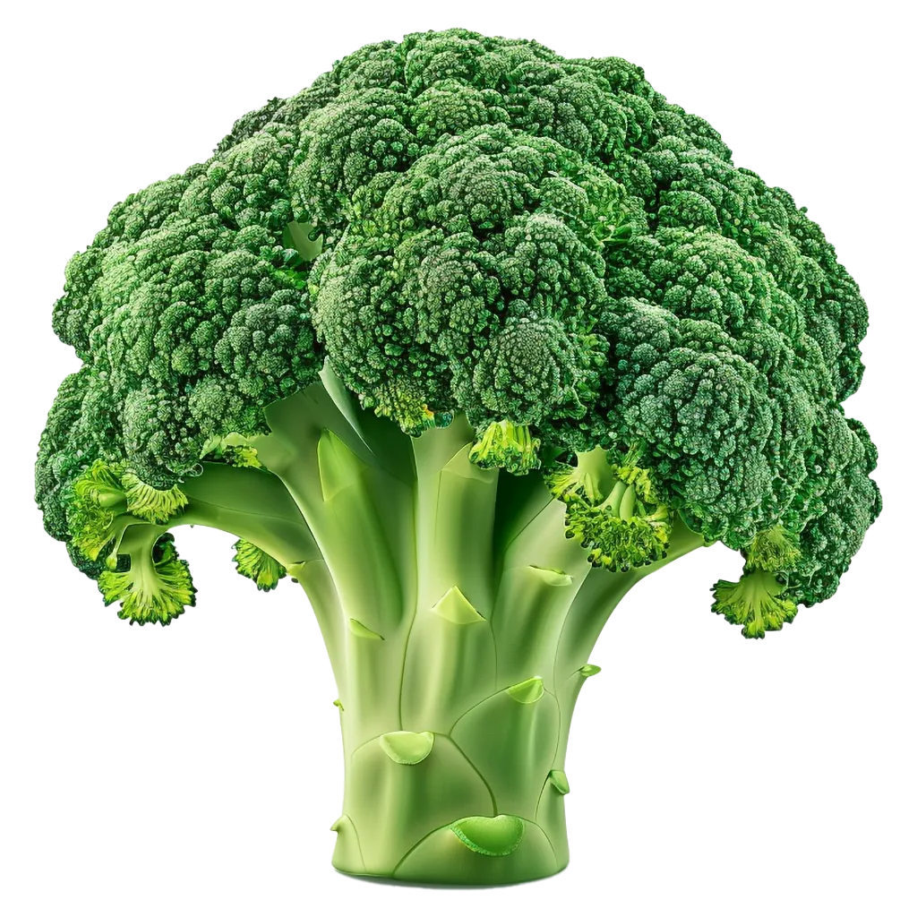 Ein grüner Brokkolikopf mit Stiel.