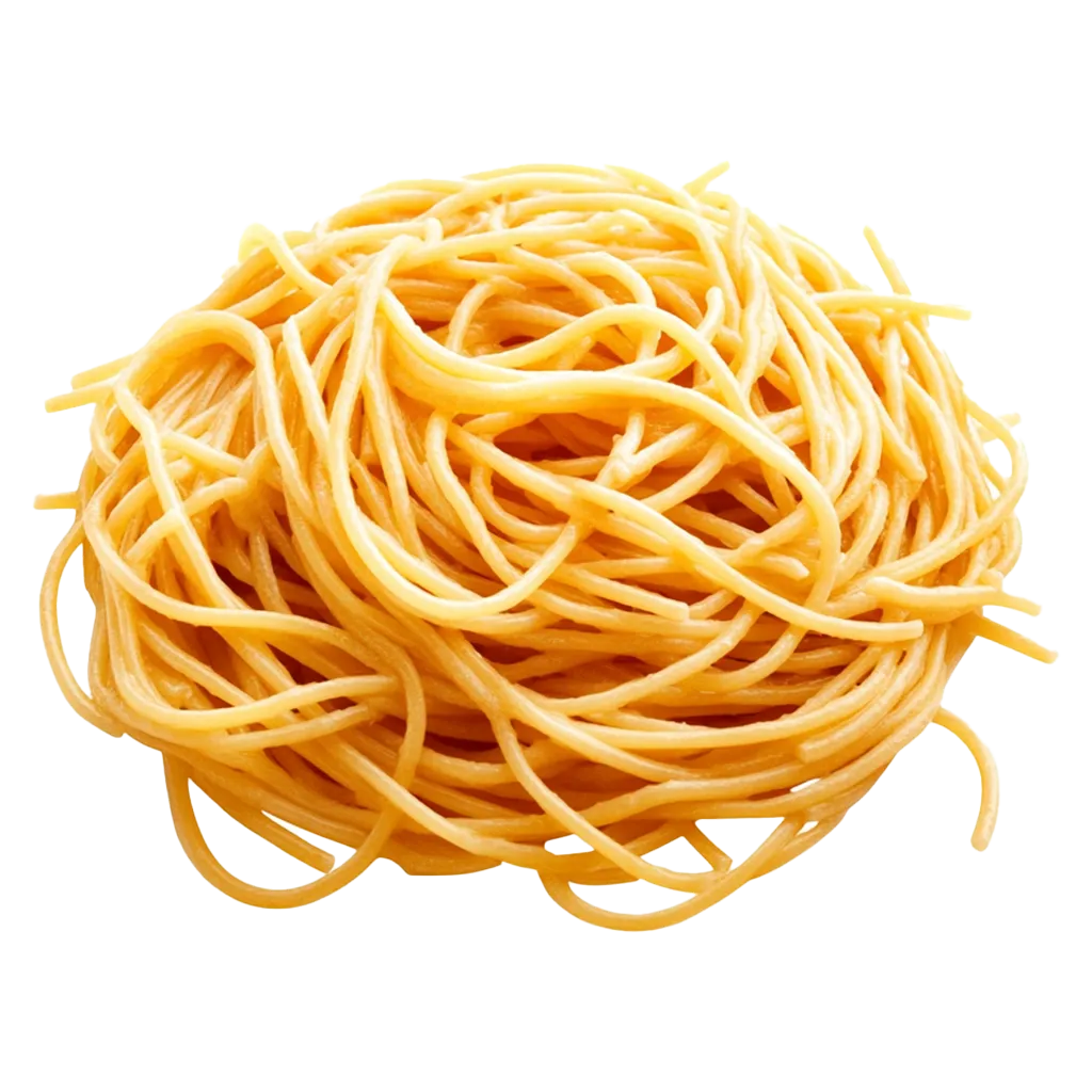 Ein Haufen gekochter Spaghetti auf schwarzem Hintergrund.