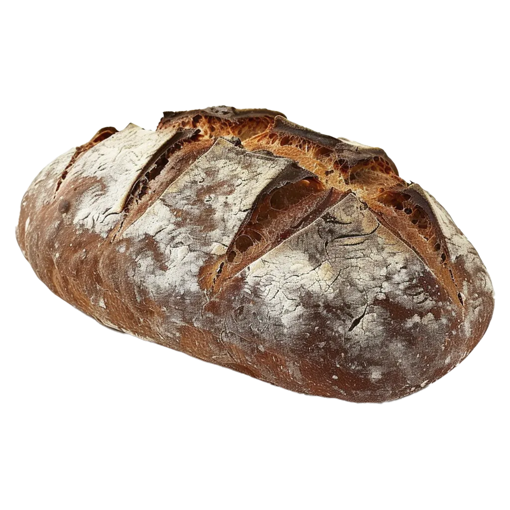 Ein rustikales Brot mit knuspriger Kruste.