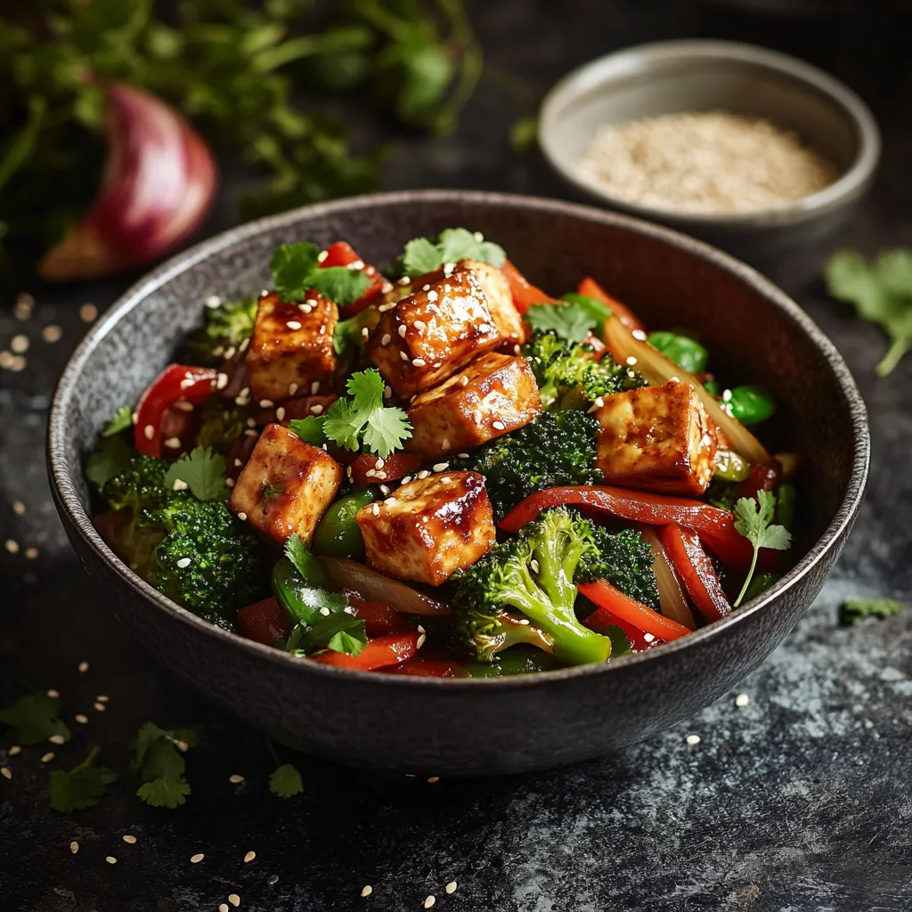 Tofugerecht mit Brokkoli und Paprika