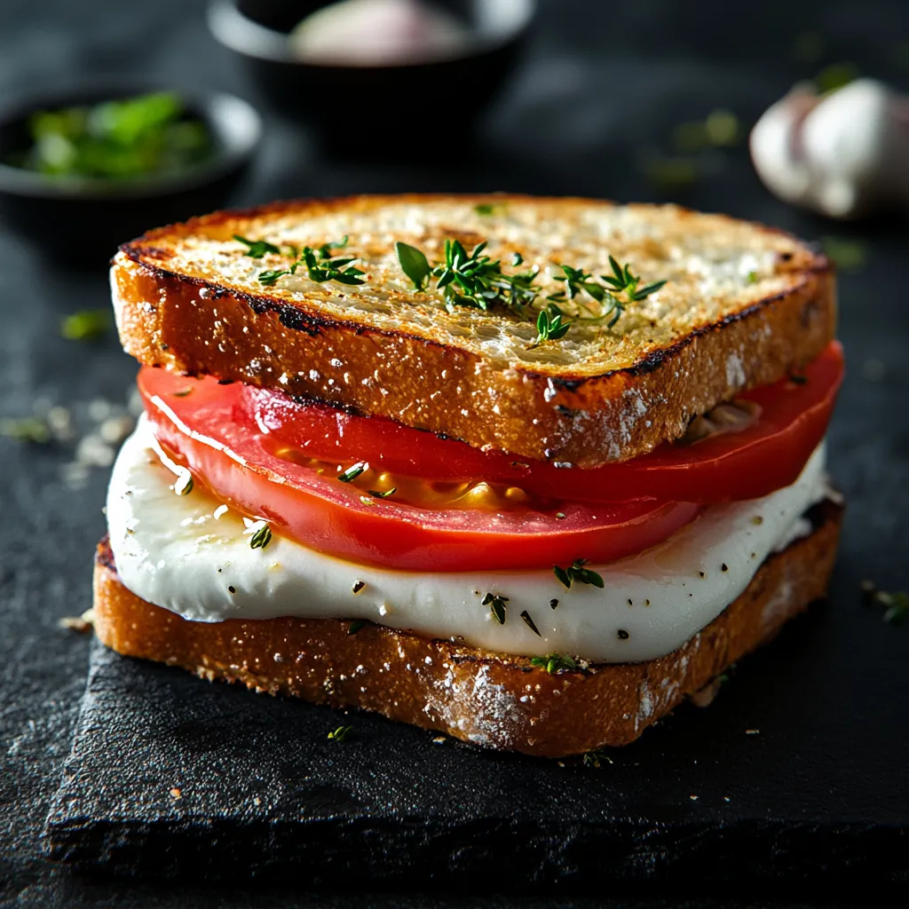 Caprese-Sandwich mit Tomate und Mozzarella.
