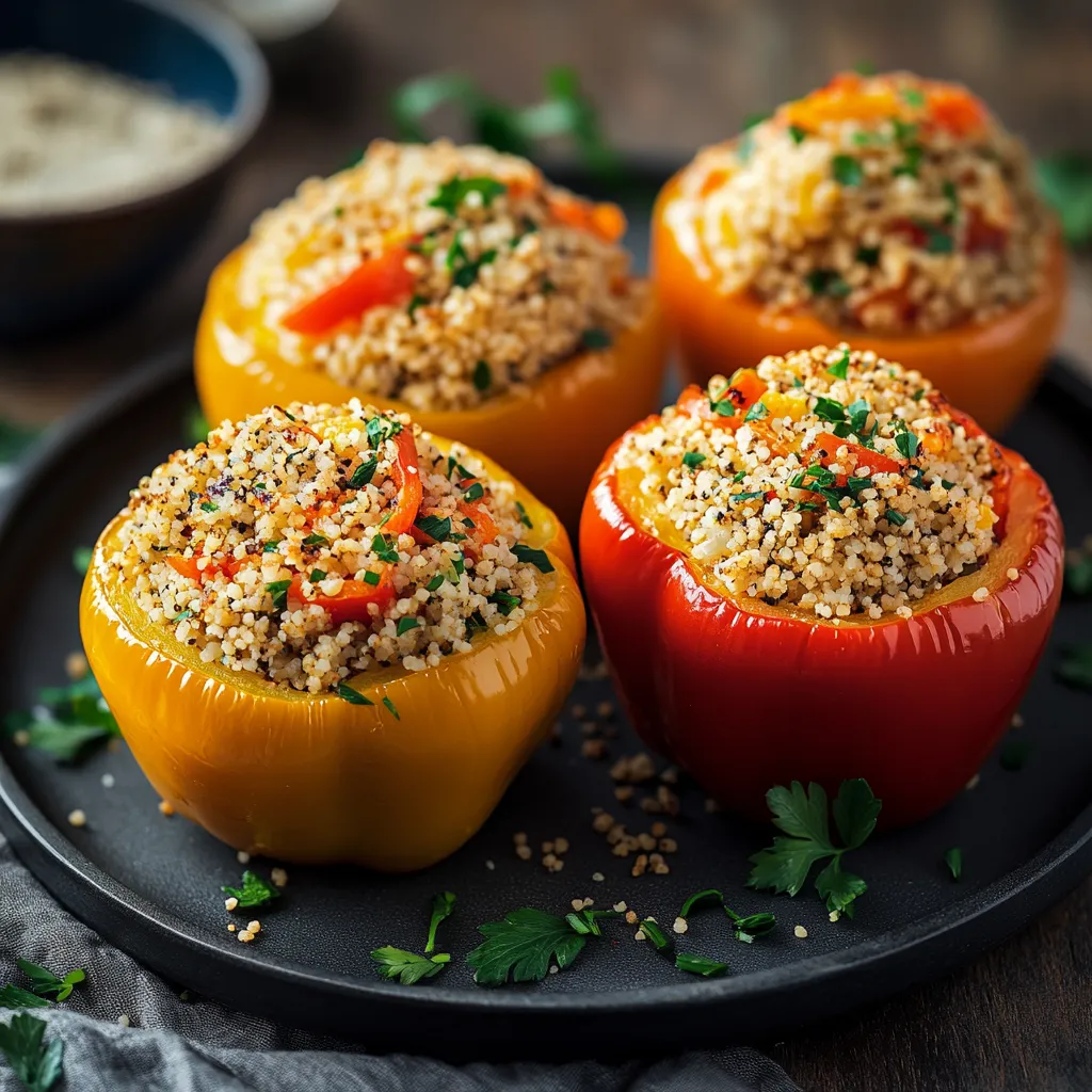 Gef&uuml;llte Paprika mit Quinoa und Gem&uuml;se.