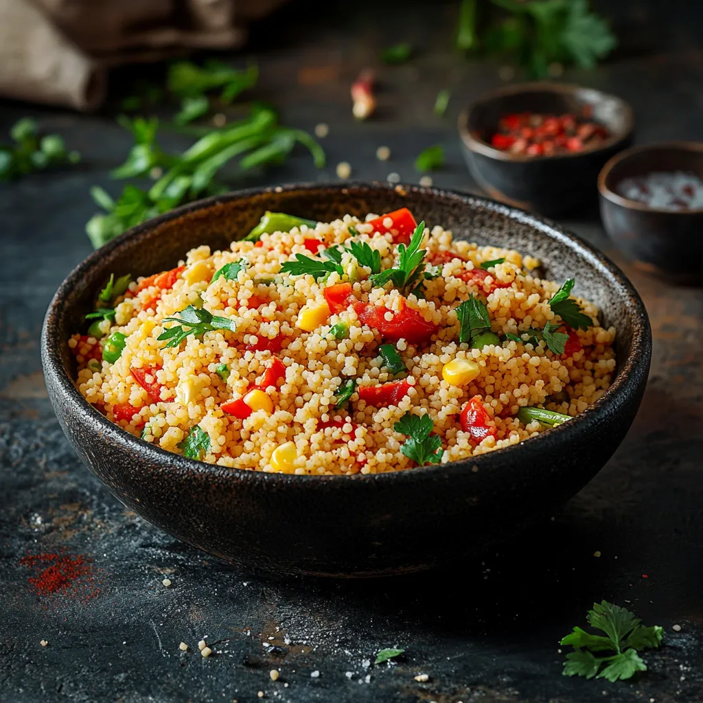 Couscous-Salat mit Gem&uuml;se und Petersilie.