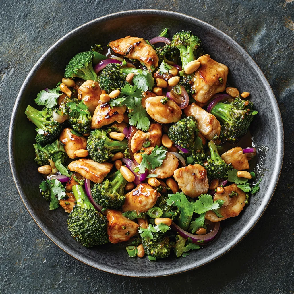 H&auml;hnchen mit Brokkoli, Erdn&uuml;ssen und Koriander